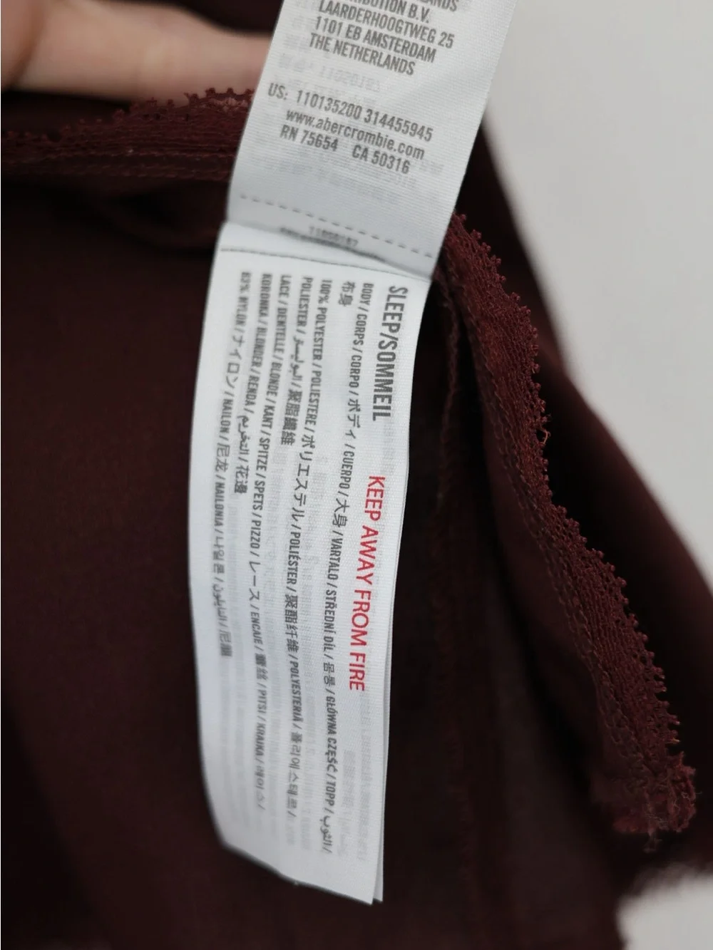 Abercrombie & Fitch Wine Lace-Trim Cami and shorts sleepwear